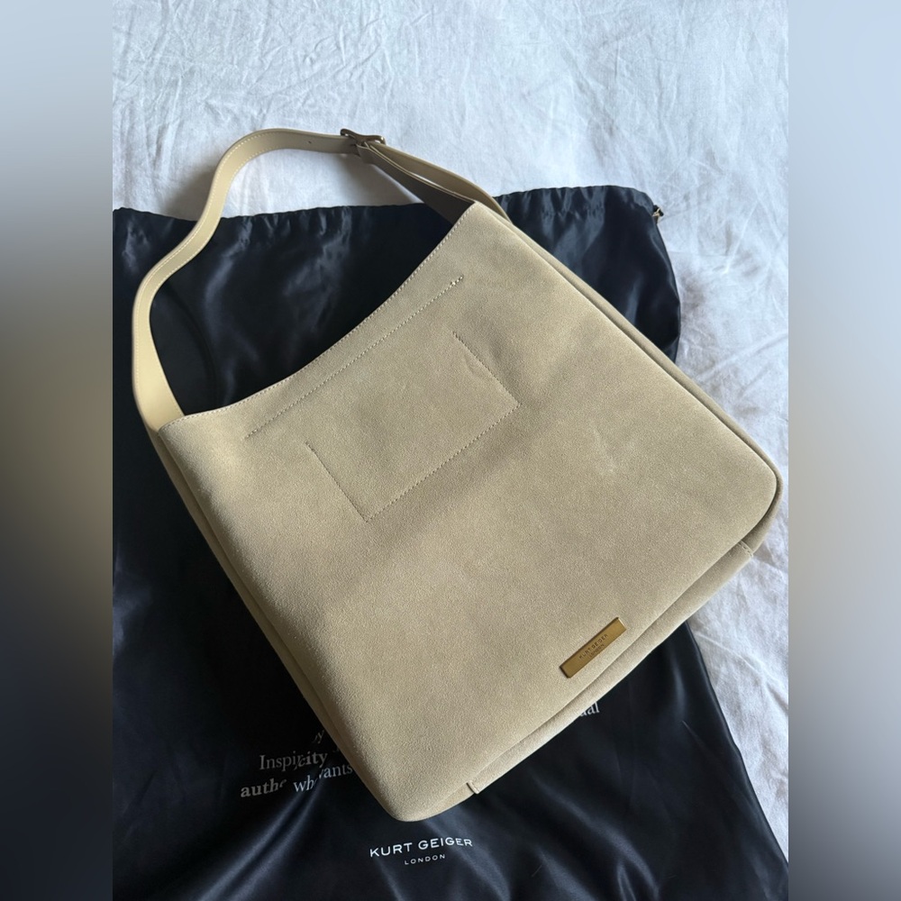 LARGE BOND HOBO BAG - KURT GEIGER LONDON excellent beige suede 💛 - Picture 7 of 16